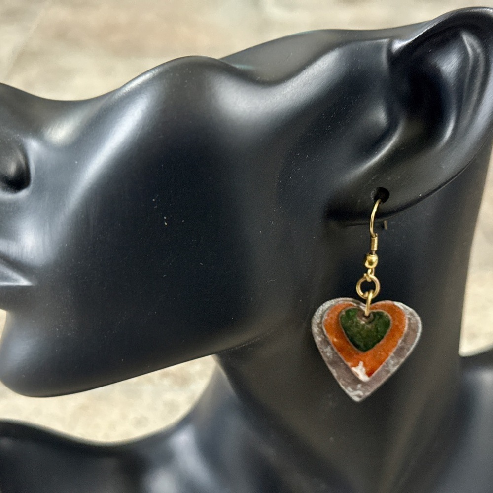 Heart Drop Earrings Boho Rustic Valentine Jewelry